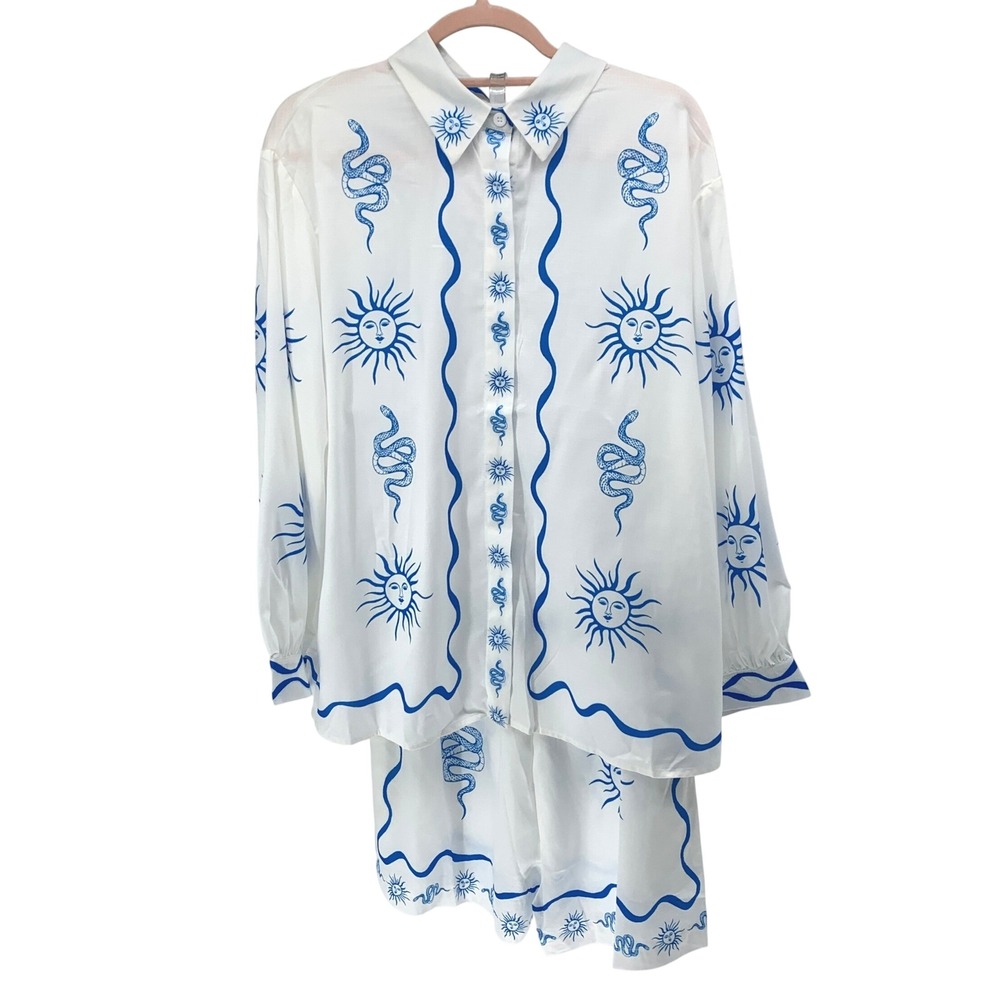 Celestial Sun size XL Snake Print Linen Blend Shirt and Shorts Set NWT
